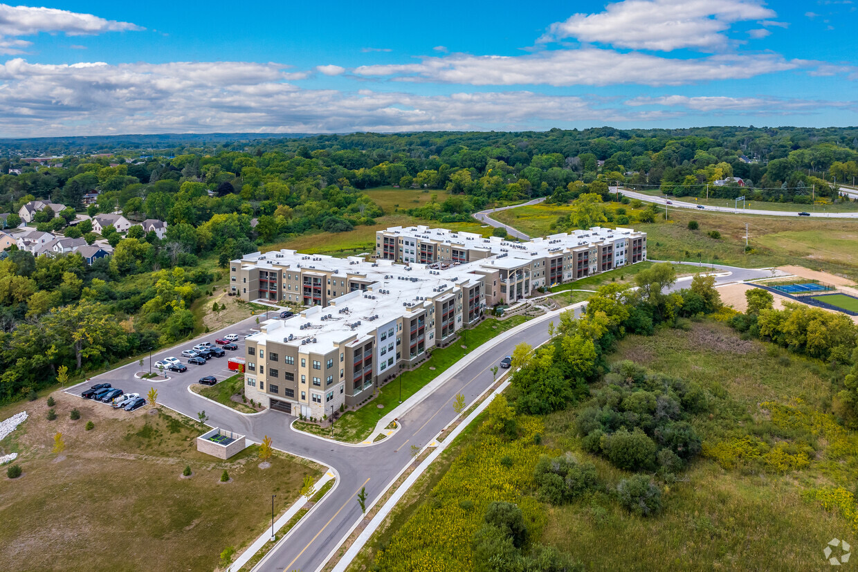 Aerial view of a 200+ unit apartment complex after post-construction cleaning